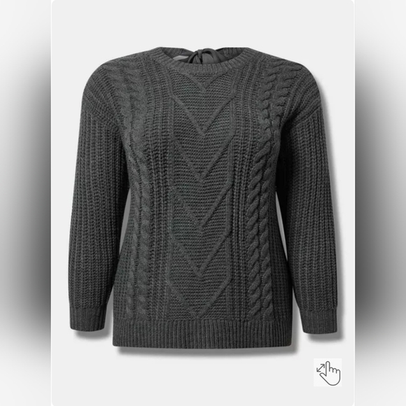 NWOT Torrid Tie Back Cable Knit Sweater - Picture 1 of 9